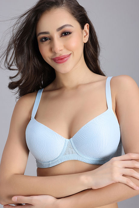 Zivame Padded Non Wired Medium Coverage Tshirt Bra - Light Blue — image 5